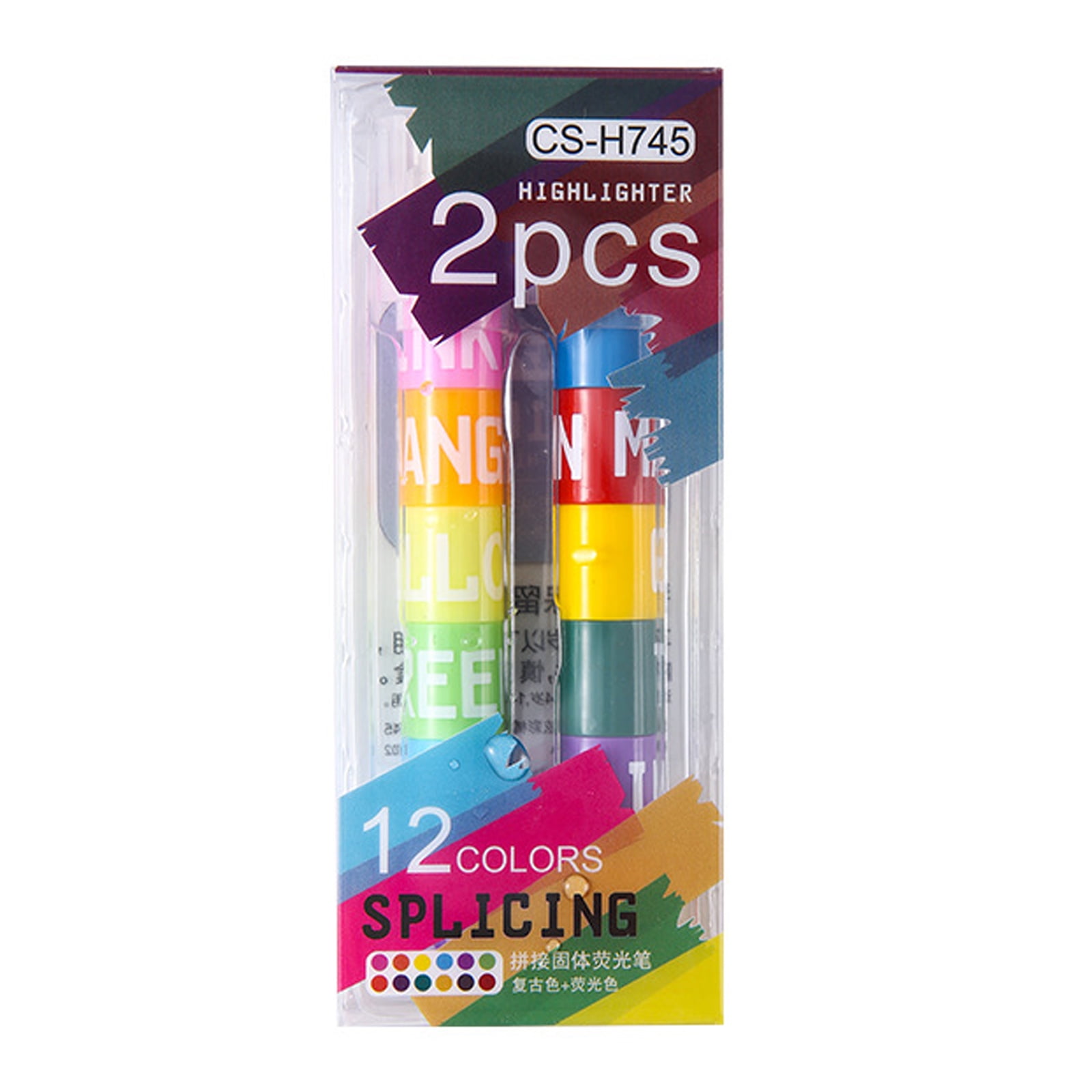 2Pcs 12-Color-in-1 Highlighter Stacking Highlighter Marker with Round ...