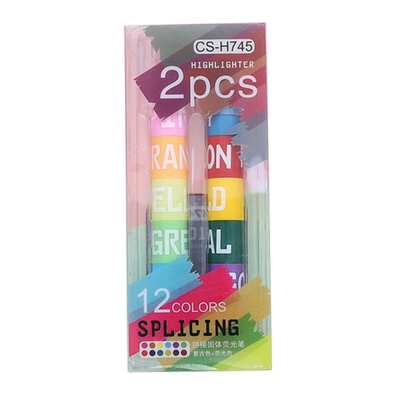 2Pcs 12-Color-in-1 Highlighter Stacking Highlighter Marker with Round Broad Tip for Color Coding Doodling Card Making