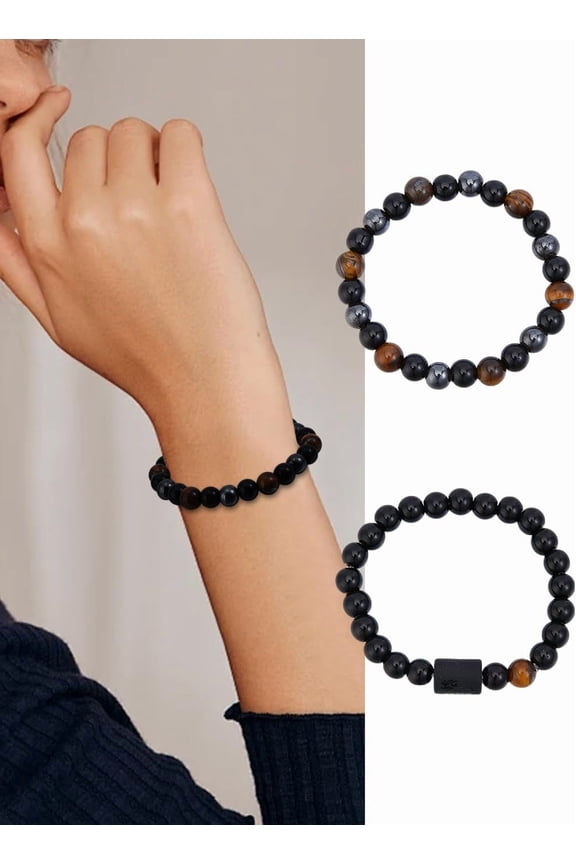 2Pcs 12 Constellation Horoscope Bracelet Aries Horoscope Beaded Zodiac Sign Layered Bracelets with Exquisite Letter for Women Men Birthday Jewelry Gifts