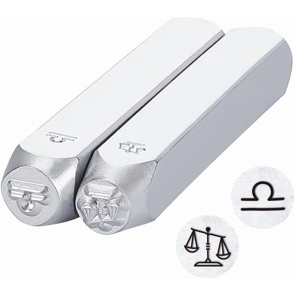 2Pcs 12 Constellations Patterns Iron Seal Stamps 65.5x10mm 2 Patterns Metal Punch Stamping Tools Jewelry Making Stamping Tools for Imprinting Metal Plastic Wood Leather for DIY