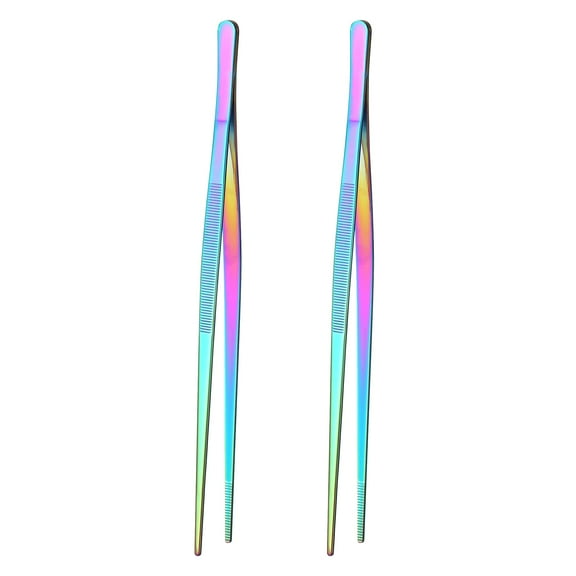 2Pcs 12" Fine Long Tweezer Tongs, Professional Cocktail Garnish Tools