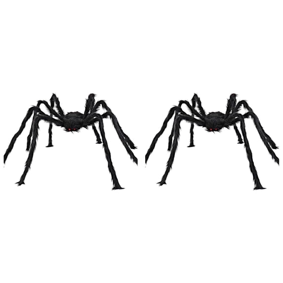 2Pcs 12" Giant Halloween Spider Decoration Large, Furry Realistic Scary Spider Prop with Bendable Legs, Outdoor Indoor Decor for Haunted House Yard Party Display