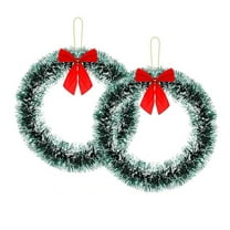 2Pcs 12 Inch Christmas Wreath with Red Bow, Artificial Christmas Garland, Creative Winter Decoration Christmas Tree Hanging Ornaments, Window Front Door Kitchen Shop Indoor Outdoor Decor
