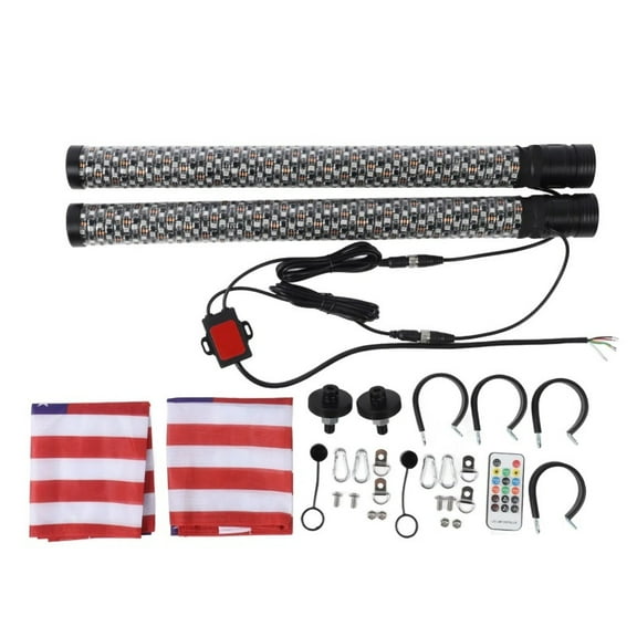 2Pcs 1224V RGB LED Whip Light Waterproof App Remote Control 366 Modes Chasing Whip Antenna for UTV ATV Off Road Sand