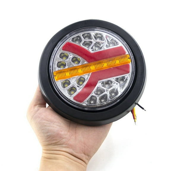 2Pcs 12V 24V LED Round Car Rear Tail Light Brake Stop Side Marker Turn Warning Indicator Lamp Truck Trailer ATV RV Bus