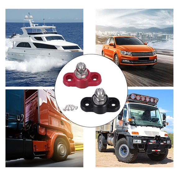 2Pcs 12V 5/16\" Single Stud Bus Bar Insulated Battery Post Positive Negative For Automotive Car Truck Marine Boat Solar Panel Smile Home