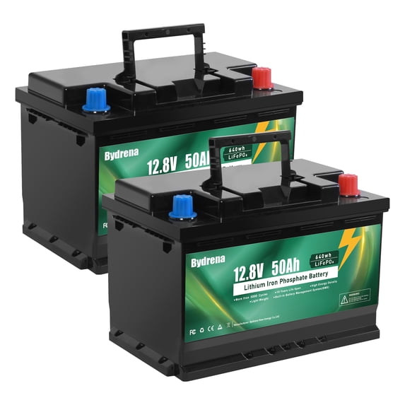 2Pcs 12V 50Ah LiFePO4 Battery 640wh Lithium Iron Phosphate 12v Battery for Boat Marine Trolling Motor Camping