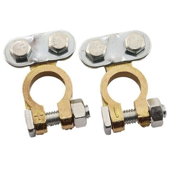 2Pcs 12V Battery Terminal Screw Type Connector Brass Aluminium Clamps Gold Silver Battery Terminals Screw Type Car Accessories
