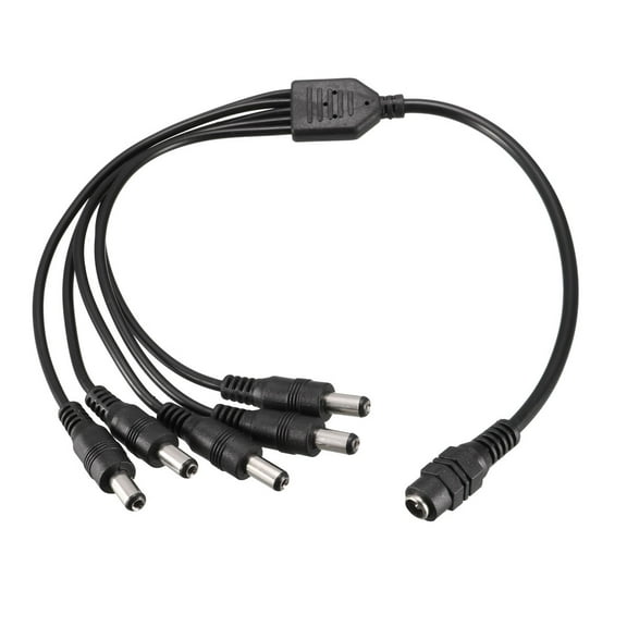 2Pcs 12V DC Splitter Cable 1 Female to 5 Male Connectors 40cm 2.1x5.5mm Black