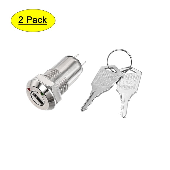 2Pcs, 12mm 2 Positions Key Locking Push Button Switch With Keys NO-OFF