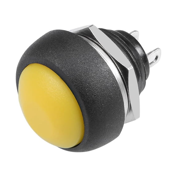 2Pcs,12mm Yellow Momentary Push Button Switch Round Flat Button SPST 1 NO 1 NC