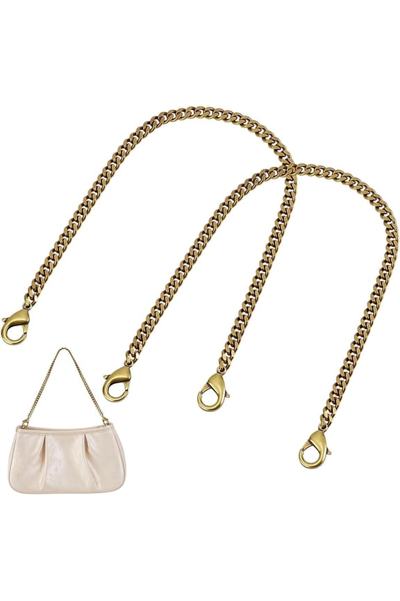 2Pcs 13.7 inch Brass Twisted Chain Purse Chains for Bag Replacement Golden Bag Chain Handle Bag Straps Purse Charms Clutches Handles for Hangbag Purses Bag diy