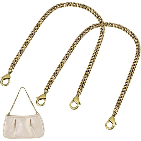 2Pcs 13.7 inch Brass Twisted Chain Purse Chains for Bag Replacement Golden Bag Chain Handle Bag Straps Purse Charms Clutches Handles for Hangbag Purses Bag diy