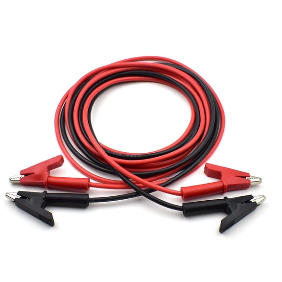 2Pcs 14AWG Heavy Duty Alligator Clips Test Leads, 2M Flexible Copper Wire with Insulators for Electrical Testing