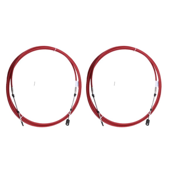 2Pcs 14Ft Boat Marine Motor Engine Throttle Cable Control Lever Steering System for Outboard Red
