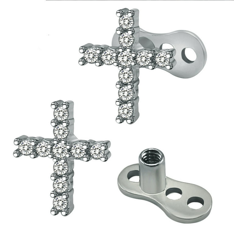 アクセサリー A&G Cross Pierce Zetshion 14G Cross Dermal Anchor Tops Piercing Kits, Surgical