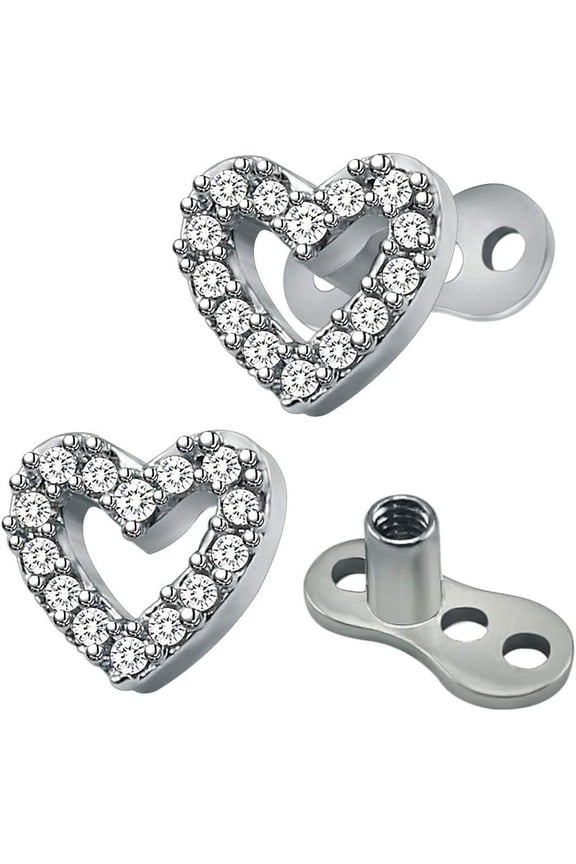 2Pcs 14G Cubic Zirconia Dermal Anchor Tops and Base Surgical Steel Dainty Crystal Microdermals Body Piercings Studs Punk Personalized Jewelry Gifts for Women Hypoallergenic