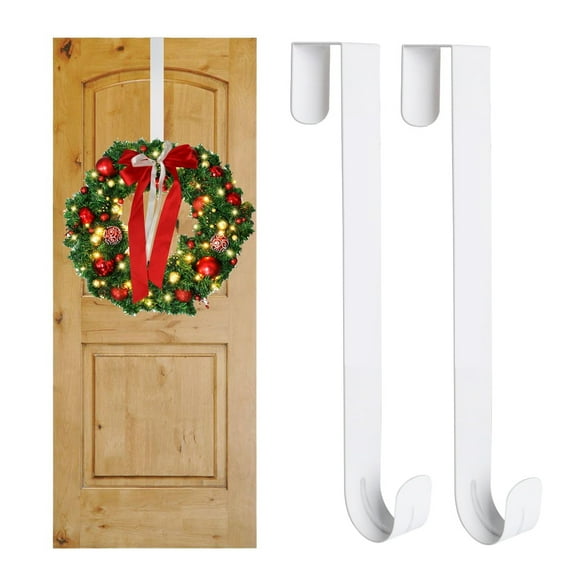 2Pcs 15 In Wreath Hanger, Metal Wreath Holder, Door Hook for Xmas Easter Spring Wreath , Front Door Hanger , White