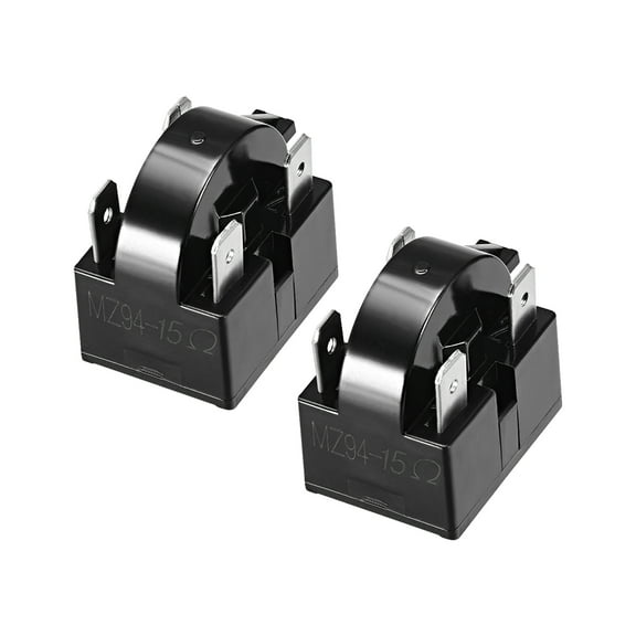 2Pcs 15 Ohm 4 Pin Refrigerator PTC Starter Relay Black