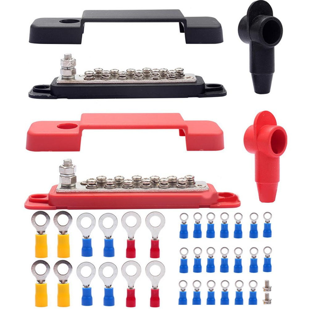 2Pcs 150A 12V Busbar Marine 1/4In Power Distribution Block Busbar