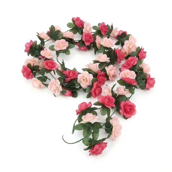 2Pcs 16.4Ft Fake Rose Garland, Artificial Hanging Flowers for Bedroom Decor, Wedding Party Floral Backdrop, Romc Wall Vine, Pink