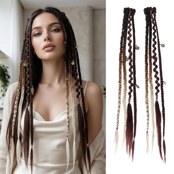 2Pcs 16" Clip in Dreadlocks Hair Extensions for Women