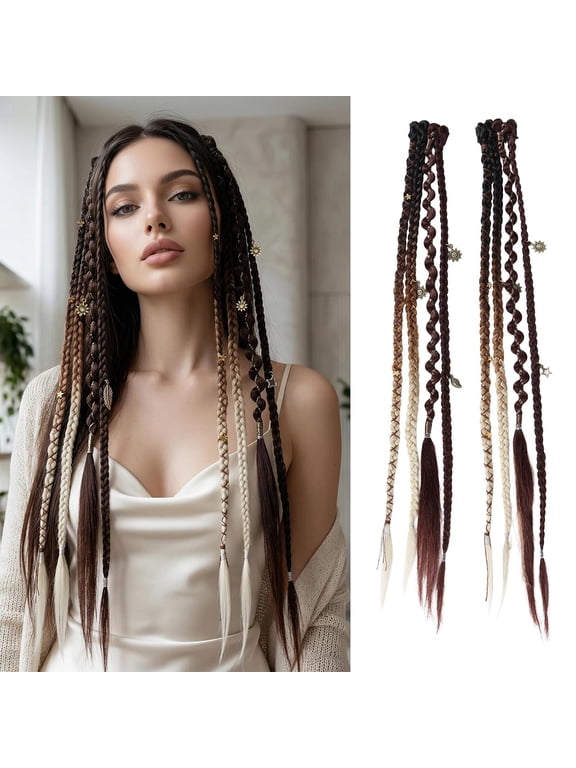 2Pcs 16" Clip in Dreadlocks Hair Extensions for Women