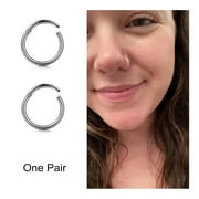 2Pcs 16G 10mm Hinged Nose Rings Cartilage Hoop Earrings for Women Men Septum Ring Lip Ring Helix Tragus Rook Conch Ear Lobe Earrings Body Piercing Jewelry