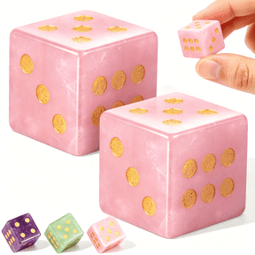 2Pcs 16mm Natural Crystal Mahjong Dice Set, 6 Sided Substantial Weight Decorative Gemstone Dice, Perfect Mahjong Hostess Gift & Tabletop Party Accessories