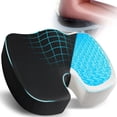 thumbnail image 1 of Gel Seat Cushion for Office Chair, Car Seat, Wheelchair with Adjustable Strap 3D Washable Cover for Tailbone, Hip, Sciatica & Back Pain Relief, Black, 1 of 16
