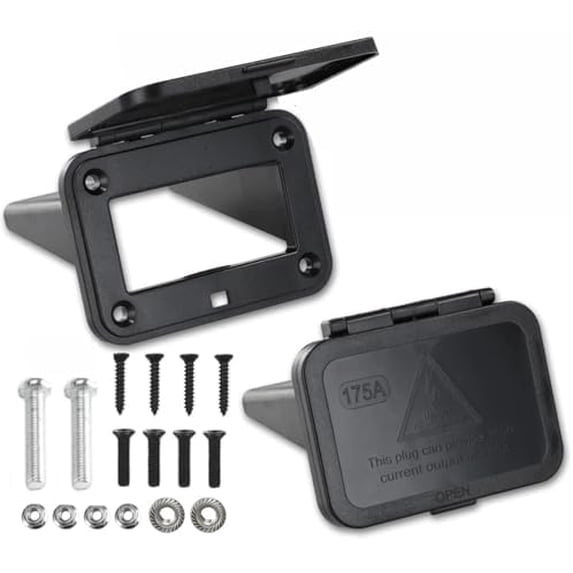 2Pcs 175A Plug Mounting Panel with Dust Cover, Compatible with Anderson SB175 Series Plug Panel Base, Flush Mount Bracket Panel Kit for RV, Truck, Marine (Plug Not Included)