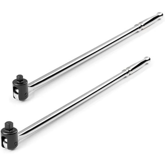 2Pcs 18" Breaker Bar 1/2 & 3/8 Drive Long Handle Flex ratchet Wrench Socket