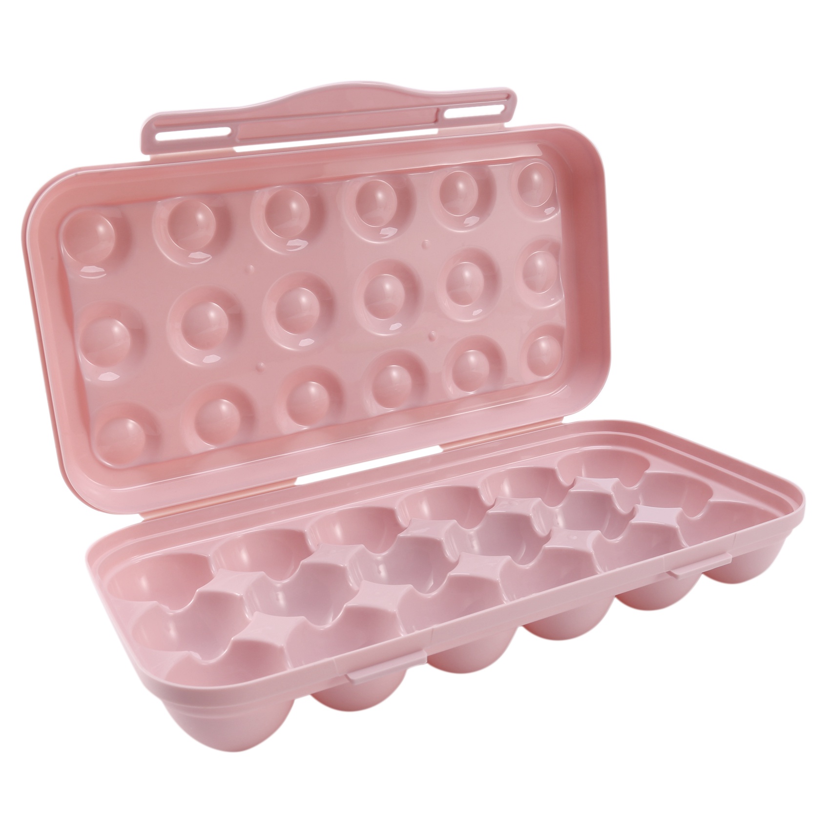 2Pcs 18 Grids Egg Storage Box Portable Anti-Collision Egg Storage Box Refrigerator Shatterproof Egg Box Refrigerator Organizer Pink