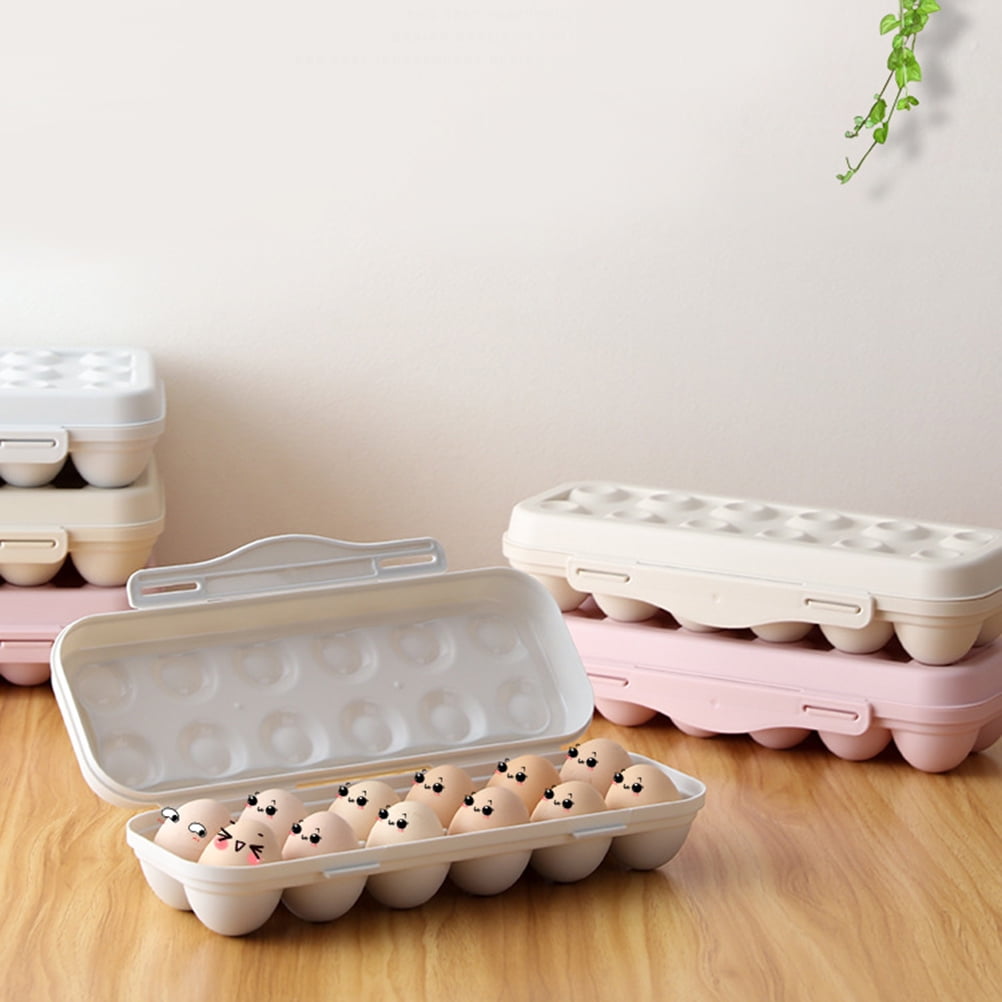 Supvox 2Pcs Grey Plastic Egg Holder 18 Grid Stackable Refrigerator Egg Storage Container