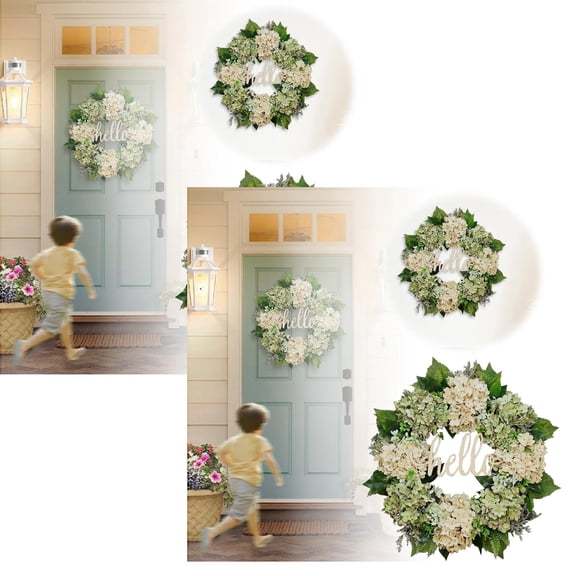 2Pcs 18 Inch Front Door Spring Flower Door /front Door Summer Home Decoration With Natural Vines Easter Home Decoration Wreath