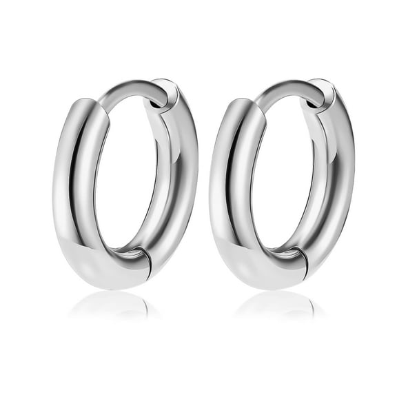 2Pcs 18G 8mm Cartilage Hoop Earring Stainless Steel Small Silver Huggie Hoop Earrings for Women Men Helix Tragus Rook Conch Ear Lobe Earrings Body Piercing Jewelry