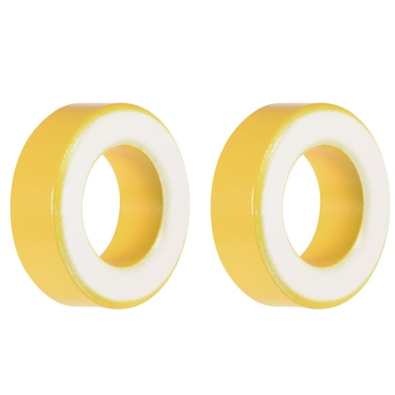 2Pcs 19.5 x 33.5 x 11.1mm Ferrite Ring Iron Powder Toroid Cores Yellow White