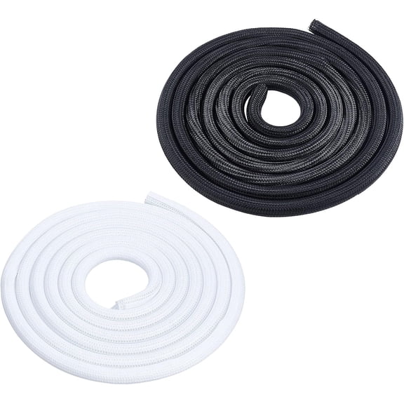 2Pcs 19.68Ft 2 Colors Cord Protector Winding Pipe Spiral Cable Sleeve Cable Wrap Cover Cord Management for TV Computer Office Theater for DIY