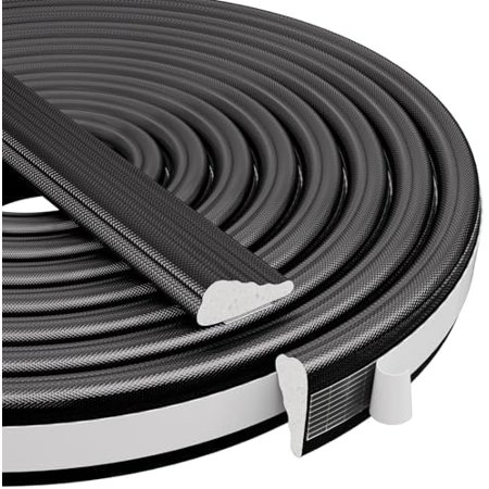 2Pcs×196" Wedge-Shape Foam Window Weather Stripping Door Seal Strip,Soundproofing Frame Insulation Tape for Exterior Front Door,Noise Cancelling Window Inserts,Door Gap Filler Light Blocker,Black