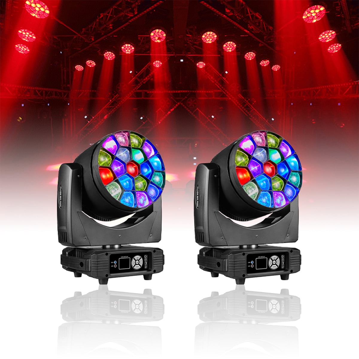 2Pcs 19X40W Zoom LED Big Bee Eye Moving Head Beam Light for DJ Disco Wedding Party Night Club Performance Stage