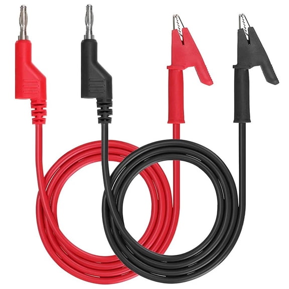 2Pcs 1M Double End Test Lead Wire Line Electrical Voltage 4mm Banana Plug Alligator Clip Crocodile 15A Multimeter DIY Test Wires