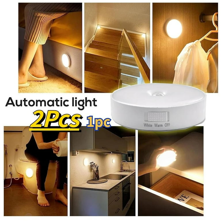 2Pcs 1Pc 2 Colors USB Rechargeable LED Night Light with Motion Sensor Magnetic Base Wall Lamp for Kitchen Bedroom and Stairs
