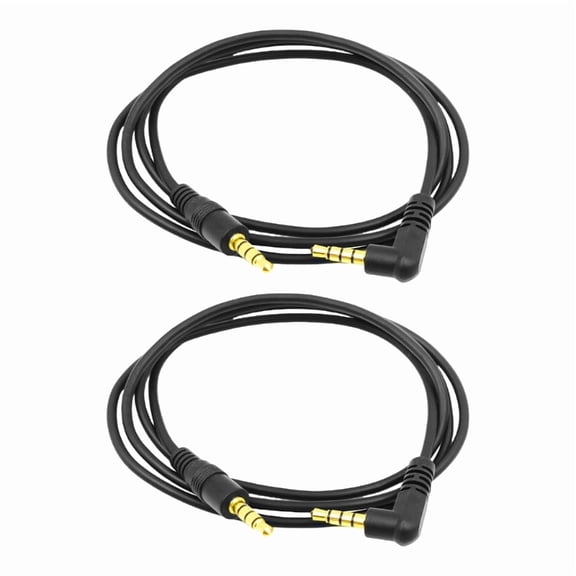 2Pcs 1m 3.5mm 4 Pole Audio Cable Straight Head to Right Angle for Phone Computer Speaker Systems Stereo and Mic Support