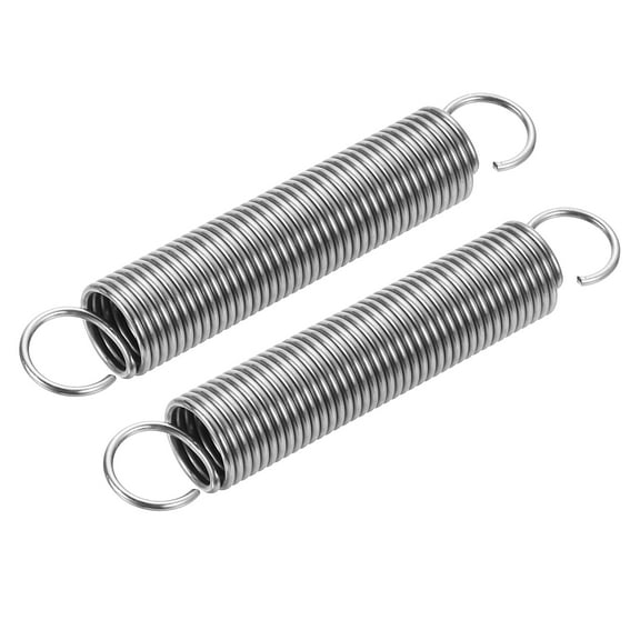 2Pcs 1x10x60mm Extended Tension Spring, 304 Stainless Steel Extension Spring Steel Dual Hook Compression Springs for Machinery Construction Industrial, Home Repairs, Silver
