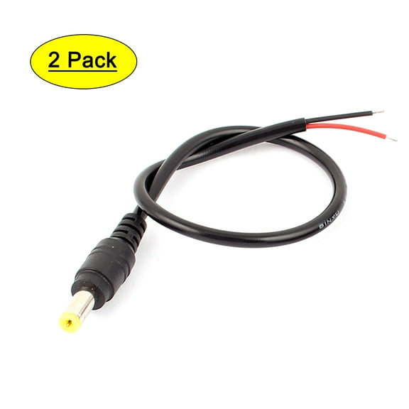 2Pcs 2.1 x 5.5 mm Male Socket Plug DC Power Cable Connector 27cm for CCTV Camera