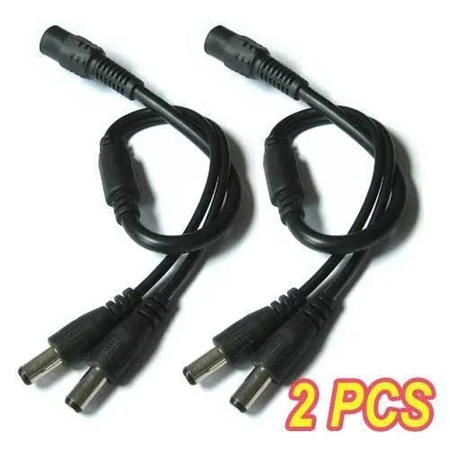 2Pcs 2.1Mmx5.5Mm Dc Power Splitter Cable 1 To 2 Cord For Cctv Camera