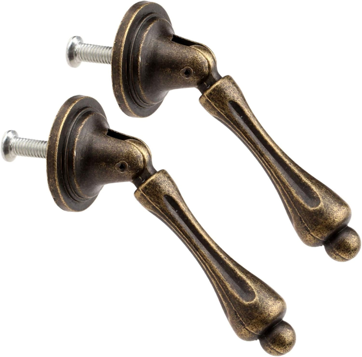 2Pcs 2.44"x 0.94" Antique Brass Door Handle Furniture Cabinet Cupboard Drawer Wardrobe Pull Knobs