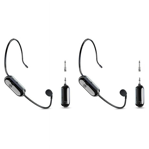 2Pcs 2.4G Wireless Microphone Headset Long Range 30M for Voice Amplifiers, Speakers, Karaoke, Teaching, Outdoor Speeches