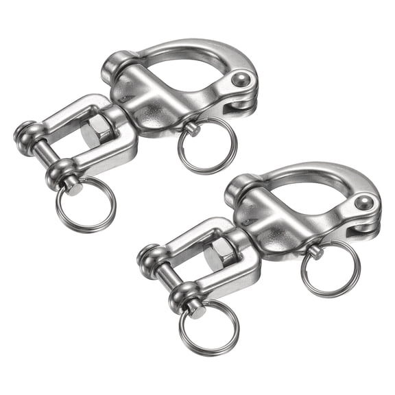 2Pcs 2.8 Inch Quick Release Shackle Stainless Steel Fixed Bail Snap Shackle