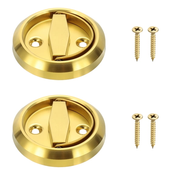 2Pcs 2.95" Round Recessed Pull Stainless Steel Recessed Door Handle, Gold